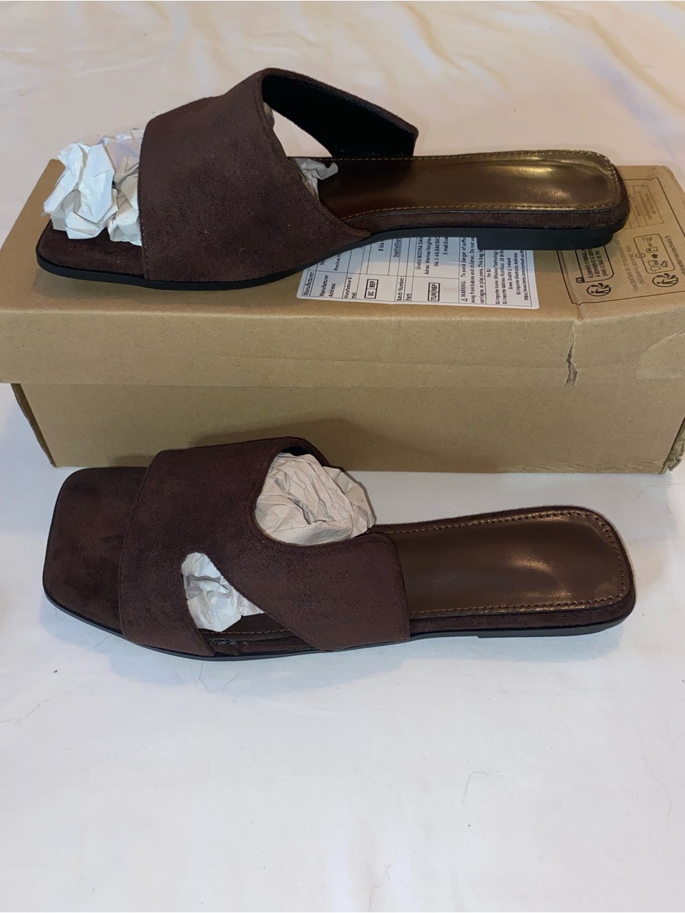 Women’s Brown Suede Open-Toe Slide Sandals